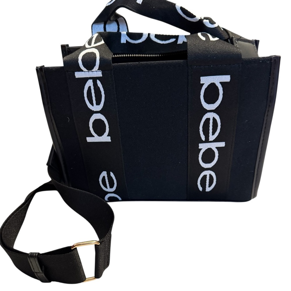 bebe Hana Canvas Top Handle Crossbody – Black